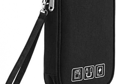 Electronic Organizer, Small Travel Cable Organizer Bag Pouch Portable Electronic Accessories All-in-One Storage Multifunction Case for Cable, Cord, Charger, Hard Drive, Earphone, USB, SD Card (Black)