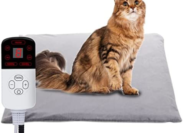 Pet Heating Pads for Dogs Cats Bed Heating Pad,9 Adjustable Temperature Dog Electric Blanket with Timer,Dog Heated pad Waterproof with Chew Resistant Cord, Easy Clean