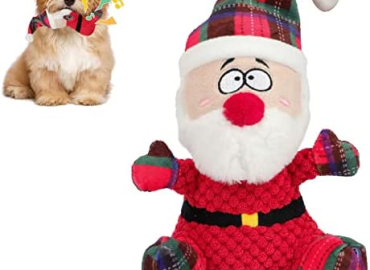 Rypet Pet Christmas Toy Dog Stuffed Squeaky Toys Puppy Durable Plush Toy for Medium Small Dogs