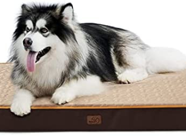 Bedsure Orthopedic Memory Foam Dog Bed for Large Dogs up to 75/100lbs, (3.5-4 inches Thick) Pet Bed Mattress with Removable Washable Cover, 2-Layer Pet Mat with Waterproof Lining Dog beds, Grey