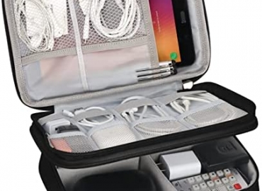 FYY Electronic Organizer, Travel Cable Organizer Bag Pouch Electronic Accessories Carry Case Portable Waterproof Double Layers All-in-One Storage Bag for Cable, Cord, Charger, Phone, Hard Drive, Black