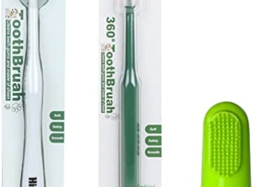 Dog Toothbrushes Cat Dental Care Hygiene Brushes Teeth Cleaning Reduces Plaque & Tartar Buildup for Puppies, Large Dogs, Cats, and Most Pets (3-Piece Kit, Contains Toothbrush & Fingerbrush）