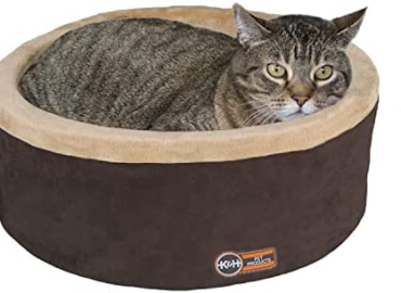 K&H Pet Products Heated Thermo-Kitty Heated Cat Bed Mocha/Tan – Multiple Sizes