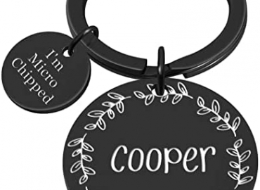 Natiform Personalized Dog Tags, Stainless Steel Pet ID Tags, Microchipped Dog Tag, Floral Pet Name Pendant, Pet Memorial Gift for Puppy Kitten