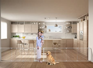 Tokkidas 33”-189” Auto Close Baby Gate, Extra Wide Dog Gate with Hardware Mount, Foldable 8 Steel Panels, Deluxe Walk Thru Pet Gate for House Stairs Doorways Fireplace Kitchen, 29” Height