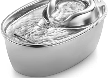 WOPET Cat Water Fountain Stainless Steel, 67oz/2L Silent Cat Drinking Fountains, Pet Water Fountain with a Filter for Dogs, Cats, Birds and Small Animals