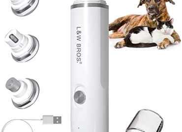 L&W BROS. Dog Nail Grinder, Rechargeable Dog Nail Grinder for Large Dogs, Pet Nail Grinder for Small Medium Dogs Cats Claw Care & Grooming Electric Dog Nail Trimmer
