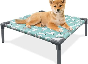 Elevated Dog Bed Pet Cot – Elevated Pet Bed Fluffy Dog Bed for Small,Medium Dogs or Cats | Indoor and Outdoor, fits 15lbs to 50lbs