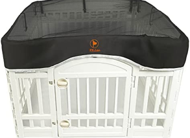 PJYuCien Dog Playpen Mesh Top Cover, Fits 36 Inch 4 Panels Exercise Pet Playpen, Velcro Connections, Black (Note: Cover Only, Playpen Not Included !!! )