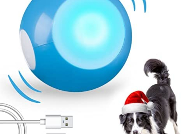 Interactive Dog Ball Toys, Automatic Rolling Busy Ball with LED Flash Lights, USB Rechargeable, Christmas Gifts Moving Ball for Puppy/Large Dog, Funny Exercise Chaser Pet Wicked Ball, Safe & Durable, 2022 Newest Version
