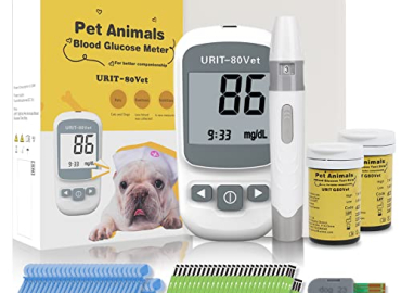 URIT Pet Blood Glucose Meter for Dog Cat with 50 Test Strips, Blood Suger Monitor Kit,Blood Glucose Monitoring System for Dog/Cat Diabetes.