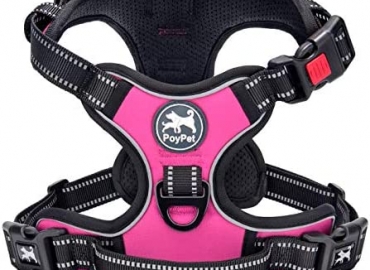 PoyPet No Pull Dog Harness, No Choke Front Lead Dog Reflective Harness, Adjustable Soft Padded Pet Vest with Easy Control Handle for Small to Large Dogs