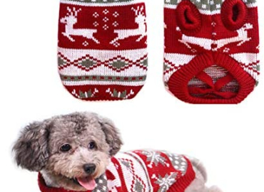 Vehomy Dog Christmas Sweaters Pet Winter Knitwear Xmas Clothes Classic Warm Coats Reindeer Snowflake Argyle Sweater for Kitty Puppy Cat