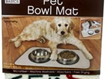 Kitchen Basics Microfiber Pet Bowl Feeding Mat, Anti-Skid and Absorbent