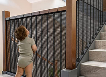 JIFTOK Baby Gate for Stairs, Banister Guard for Kids, Pets, Toys, 21.6ft L x 2.6 ft H, Mesh Netting Safety Net for Balcony Rail Stair, Stairway Net Baby Safety Products for Indoor & Outdoor (Black)