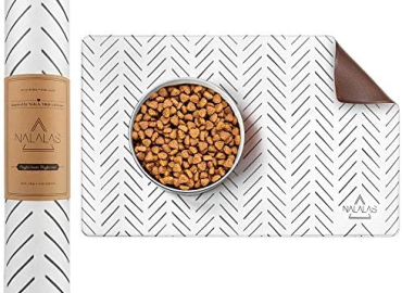 NALALAS Bohemian Large Waterproof Dog Mat – Food & Water Pet Food Mat, Cat Food Mat, Dog Food Mat for Floors – Waterproof Nonslip Eco-Friendly Pet Dog Placemats – Food & Water Dog Bowl Mats 16.5″x28″