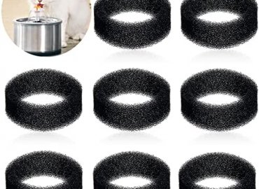 8 Pieces Pet Fountain Filter Pet Water Round Filter Foam for Cat Drink Fountain Cat Water Sponge Filter Cat Fountain Filter Sponge Replacement for 2.5 L/84 oz 2.2 L/ 74 oz Stainless Steel Cat Fountain