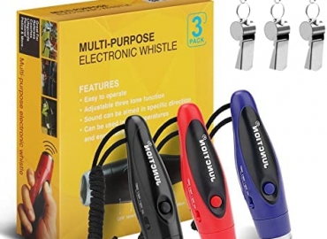 Electronic Whistle, 3 Pack Handheld Electronic Whistles Electric Whistle with Lanyard Three Tone Distinct High Volume Outdoor Sport Whistle for Coaches, Referees, P.E. Teacher