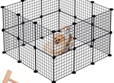 PinPon Puppy Playpen 24/10 Panels Metal Wire Dog Fence Portable Small Animal Fencing for Indoor Outdoor Ideal for Rabbit Puppy Turtles Guinea Pigs