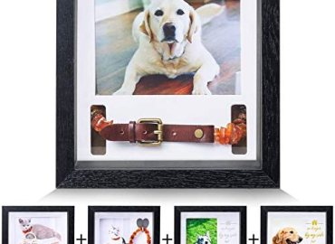 KCRasan Pet Memorial Picture Frame – Dog Memorial Sentiment Frame for Loss of Dog Gifts – Pet Collar Frame Remembrance Sympathy Dog or Cat Tribute Keepsake