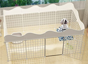 BNOSDM Dog Pet Playpen, Puppy Cage Indoor Portable 12 Panels Metal Wire Fence Yard with Door Small Animal Exercise Pen for Small-Sized Dog, Cat, Rabbit, Guinea Pigs, Ferret