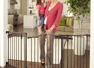 Toddleroo by North States 72” wide Deluxe Décor Baby Gate: Sturdy safety gate with one hand operation. Hardware Mount. Fits 38.3 – 72” Wide. (30″ Tall, Matte Bronze)