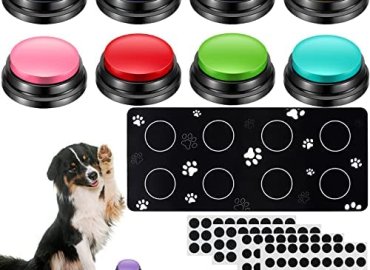 8 Color Voice Recording Button for Dogs Dog Buttons for Communication Talking Dog Buttons 30 Second Record Dog Training and Behavior Aids Pet Training Buzzer with Button Mat