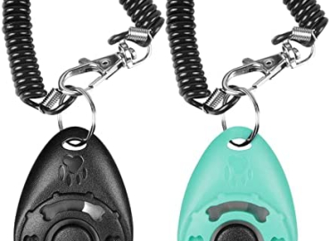 Diyife Clicker Training for Dogs, [2 Pcs] Dog Clicker for Training, Clicker Dog Training with Wrist Strap, Clicker for Pets, Dog Clicker Fits Dog Cat Horse Behavioral Training,Black &Water Lake Blue