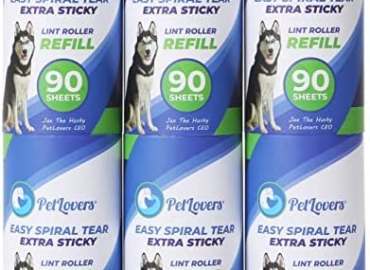 PetLovers Lint Roller Refills – 540 Sheets, Extra Sticky Sheets for Pet Hair, Lint Remover, and Dog & Cat Hair Removal, 6 Pack of Refills