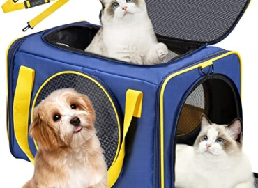 Cat Carrier, Portable and Lightweight Pet Carrier Airline Approved, Dog Carriers for Small Dogs with 5 Mesh Windows, Collapsible Soft-Sided Cat Carriers for Medium Cats Under 25 lbs