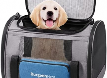 BurgeonNest Cat Carrier for Large Cats 20 lbs,Medium Cats Under 25 lbs,2 Cats and Small Dogs with Unique Side Bag,Top Load Pet Carrier Soft-Sided Escape Proof with 4 Ventilated Windows