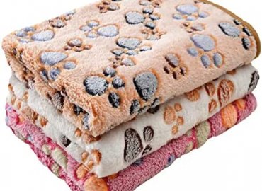 AMZKIKI 1 Pack 3 Puppy Blankets Super Soft Warm Sleep Mat Grey Cute Print Blanket Fluffy Fleece Pet Blanket Flannel Throw Dog Blankets for Small Dogs Puppy Dogs Fluffy Cats (Large (40 in x 30 in))