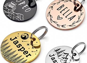 Custom Dog Tags, Funny Double Sided Deep Engraved Stainless Steel Pet Id Tags for Dogs, Cat & Dog Collar Charm Microchips, Lightweight Sturdy Cute Cat Id Tags, Personalized Dog Name Tags