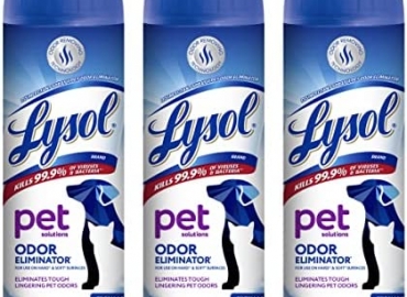 Lysol Pet Odor Eliminator Spray, Sanitizing and Disinfecting Spray for Pet Odors, 15oz (Pack of 3)
