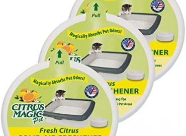 Citrus Magic Pet Odor Absorbing Solid Air Freshener for Home, Air Purifier, Fresh Citrus, 8-Ounce, Pack of 3. Must have Pet Supplies.