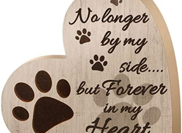 Yalikop Pet Memorial Gifts, Heart Shaped Dog Memorial Gifts Sympathy Pet Memorial Gifts Dog or Cat Remembrance Gifts with Sympathy Pet Tribute Keepsake Beautiful Bereavement Gift (Natural Color)