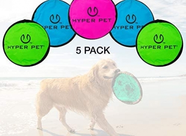 Hyper Pet Flippy Flopper Dog Frisbee Interactive Dog Toys (Flying Disc Dog Fetch Toy – Floats in Water & Safe on Teeth) Multiple Style Options Available – Colors Will Vary