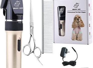 Dog Clippers Cat Shaver, Professional Hair Grooming Clippers Detachable Blades Cordless Rechargeable with Guards, Combs for Dog Cat Small Animal, Quiet Animal Horse Clippers (Gold)