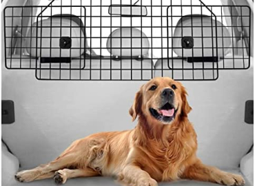 rabbitgoo Dog Car Barrier for SUVs, Large Pet Car Gate Divider Cargo Area, Adjustable Pet SUV Barriers Universal-Fit, Heavy-Duty Wire Mesh Dog Car Guard,Van Vehicles Dogs Car Accessories Safety Travel