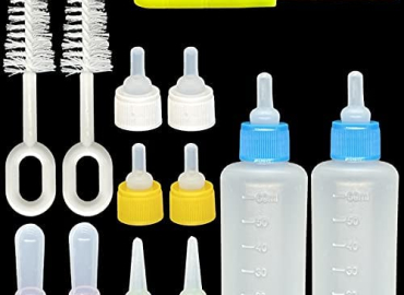 Pet Bottle Kit, Squeeze Liquid Bottle Replaceable Silicone Teat Mini Teat for Newborn Kittens, Puppies, Rabbits, Small Animals Replacement Teat Cat Feeding Bottle Feeding Tool