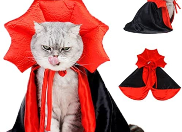 Dog Cape Costume – Pet Halloween Costumes Cat Vampire Cloak, Dog Witch Clothes for Small Medium Dogs Cats Puppy, Funny Dog Cosplay Dress Wizard Outfit, Dog Mantle Apparel for Halloween Party
