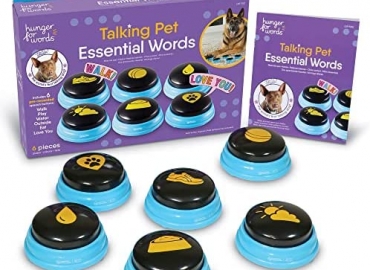 Hunger For Words Talking Pet Essential Words – 6 Piece Set Pre-Recorded Speech Buttons for Dogs, Dog Buttons for Communication