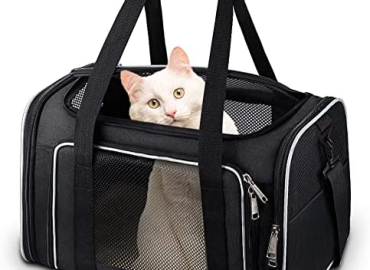 Comsmart Cat Carrier, Pet Carrier Airline Approved Pet Carrier Bag Collapsible 15 Lbs Dog Carrier for Small Medium Cats Dogs Puppies Kitten – Black