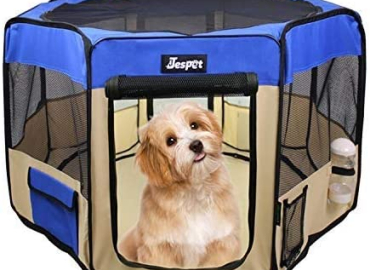 JESPET Pet Dog Playpens 36″, 45″ & 61″ Portable Soft Dog Exercise Pen Kennel with Carry Bag for Puppy Cats Kittens Rabbits, Indoor/Outdoor Use