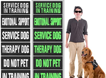 cobee Luminous Service Dog Patches, 6 Pcs Embroidered Dog Vest Patches Removable Dog Harness Patches with Hook Tactical Dog Vest Patch in Training Emotional Support Do Not Pet Therapy Dog, 3.5×1.5inch