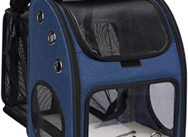 COVONO Expandable Pet Carrier Backpack for Cats, Dogs and Small Animals, Portable Pet Travel Carrier, Super Ventilated Design, Airline Approved, Ideal for Traveling/Hiking /Camping, Blue