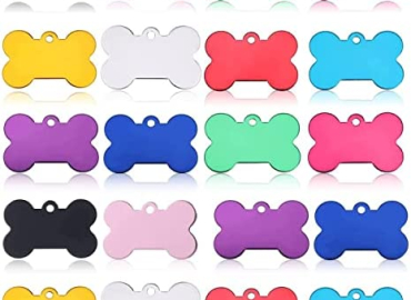 JIAKAI 20 Pcs 38MM Blank Bone Shape Pet ID ，Double Sided Blank Tag Dog Cat Pet Name Phone Number ID Tag Charm Personalized（Random Colors）