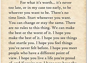 F. Scott Fitzgerald Quotes Wall Art – For What It’s Worth – 11×14 – Book Quotes Wall Decor Is Perfect For Classrooms, Home Offices or Libraries – Vintage Book Posters Quotes Prints are Made in the USA