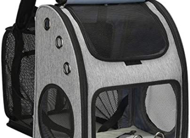 COVONO Expandable Pet Carrier Backpack for Cats, Dogs and Small Animals, Portable Pet Travel Carrier, Super Ventilated Design, Airline Approved, Ideal for Traveling/Hiking /Camping