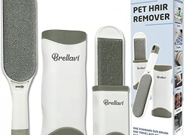 Cat Hair Remover -Pet Hair Removers with Standard and Travel Size Cat Hair-Dog HIAR- Lint Remover Brush – Remove Cat and Dog Hair, Lint from Carpet, Car Seat, Couch, Clothing, Bedding, Gray